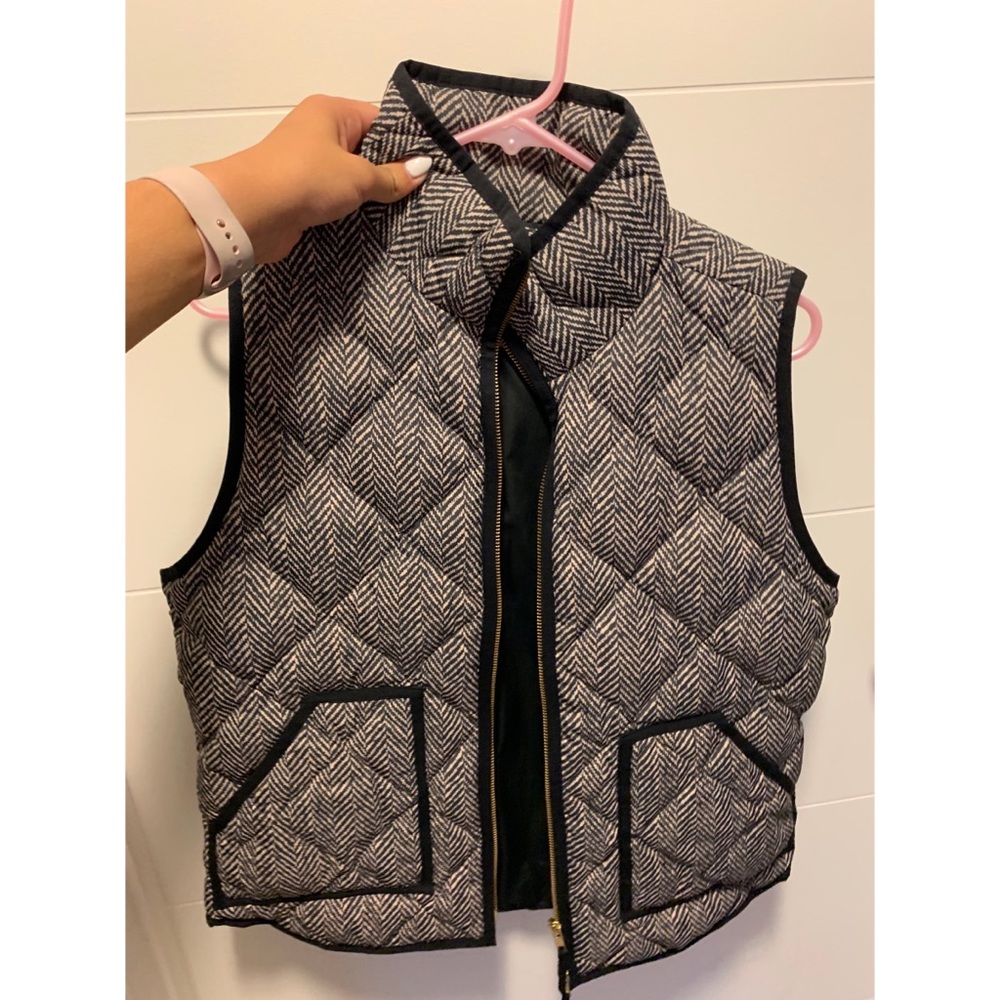 J Crew Herringbone Puffy Vest